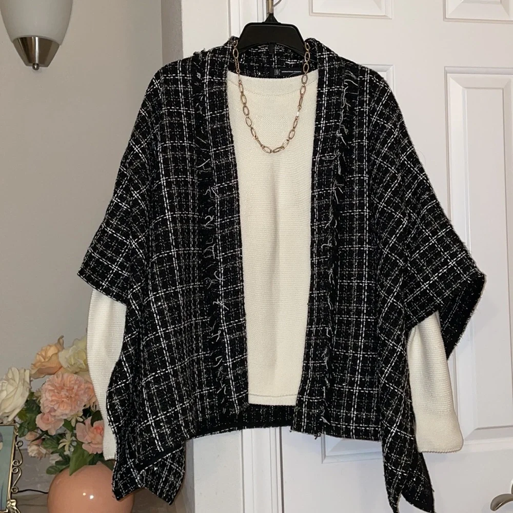 INC International Concepts Tweed Kimono Style Topper, One Size